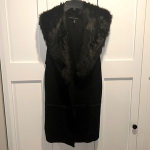 WHBM Fur black vest. sz M. Fur is removable